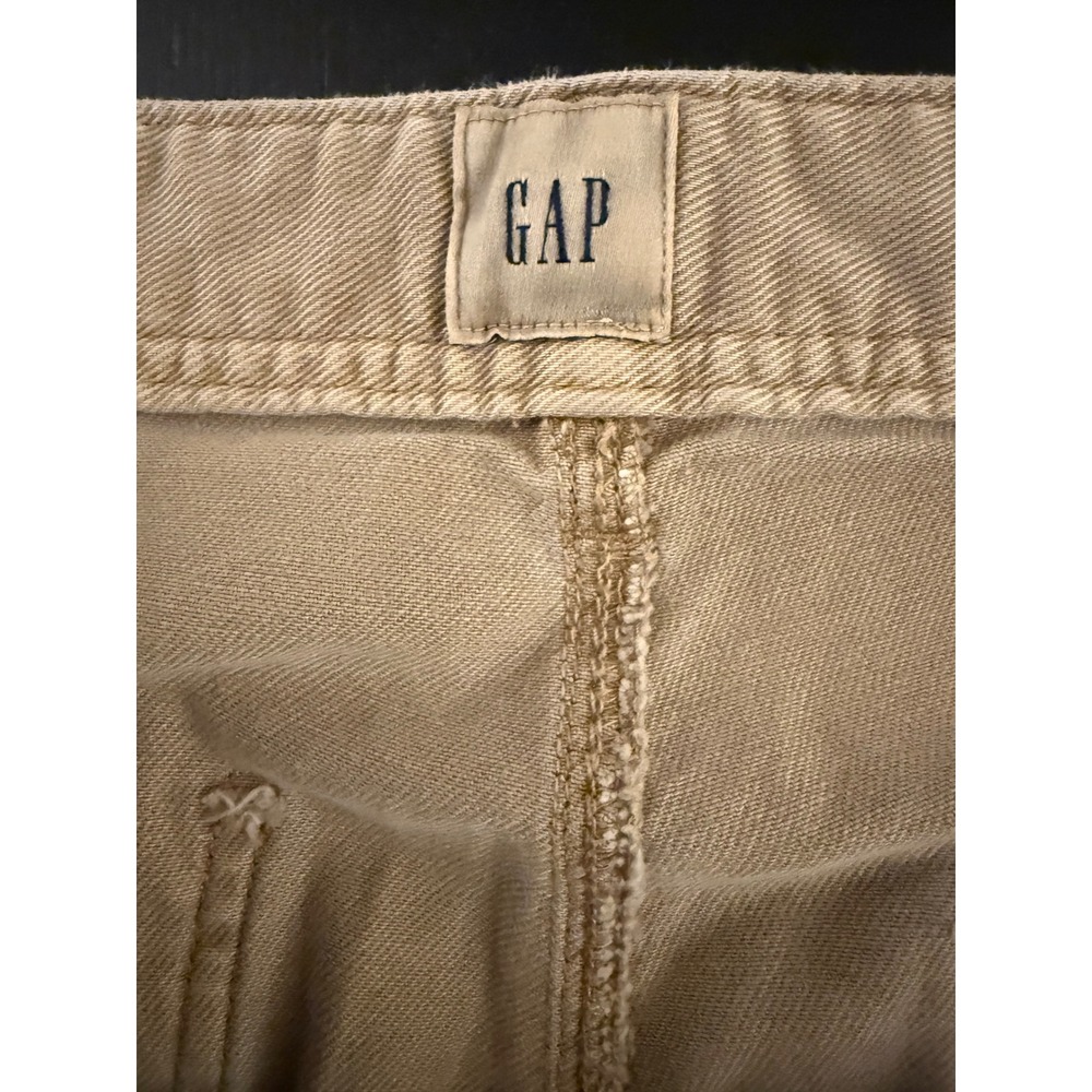 Gap Jeans High-Rise Wide-Leg Crop Womens 14 Tall Tan Distressed Denim Stretch - Picture 4 of 11